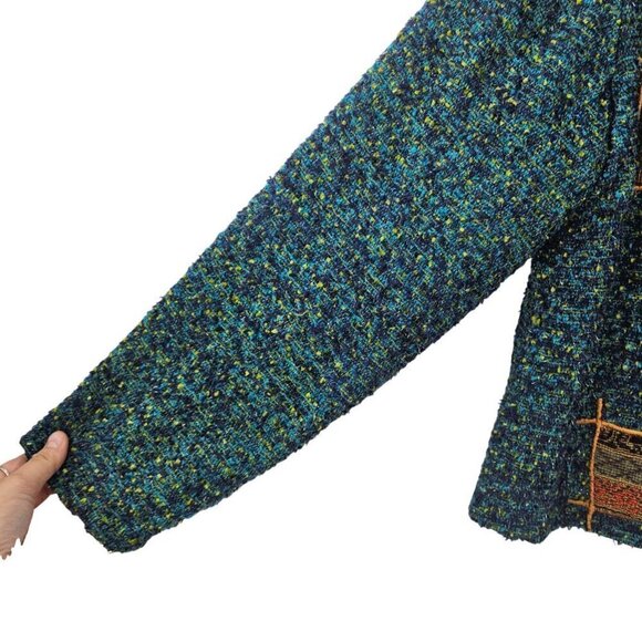 Alex Kim Tweed Patchwork Button Front Jacket Women’s Size L Artsy Art To Wear - Picture 4 of 7